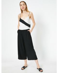 Pantalon-culotte en toile à taille régulière