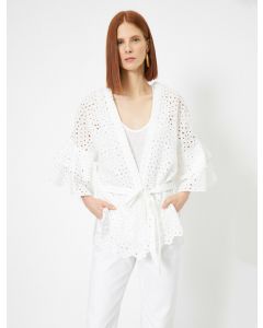 Tie waist kımono white 34