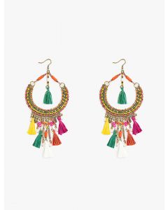 Boucles d'oreilles à pompons en perles colorées