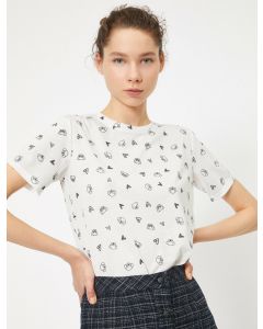 T-shirt imprimé ecru-design l