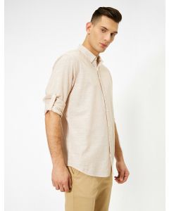  CHEMISES ML CAMEL STRIPE XL