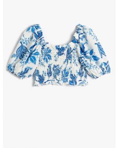  BLOUSE MC MAVI DESENLI 4-5