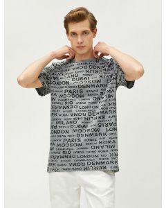  T-SHIRT MC GRI DESENLI 3XL