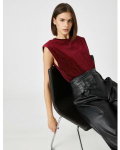 T-shirt sans manches à col rond avec épaulettes wine l