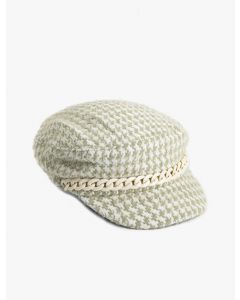 Casquette avec chaîne à motif pied-de-biche BEIGE T