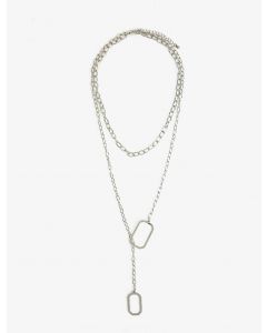 Collier chaîne à motif géométrique superposé