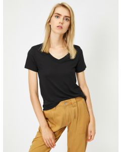 T-shirt basique à manches courtes et col en v