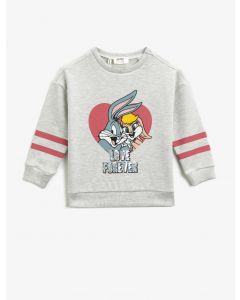 Sweatshirt à col rond en coton imprimé bugs bunny sous licence warner bros