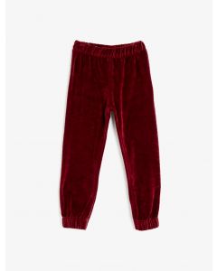 Pantalon de jogging en velours à taille moyenne en coton skin-bordeux 4-5