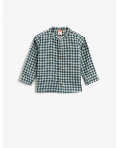 Chemise à manches longues couleur mandarine à carreaux