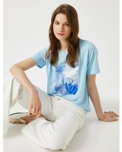 T-shirt imprimé col rond BABY-BLUE S