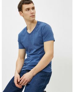 T-shirt col v coton manches courtes basique