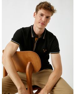 T-shirt polo logo coton BLACK M