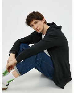 Cardigan à capuche avec poche détaillée en coton