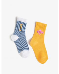 Ensemble de chaussettes à slogan fille 2 pièces en coton