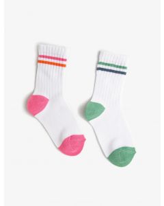 Ensemble de chaussettes rayées fille 2 pièces en coton