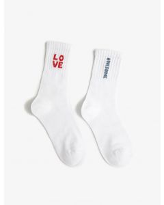 Ensemble de chaussettes à slogan pour fille en coton