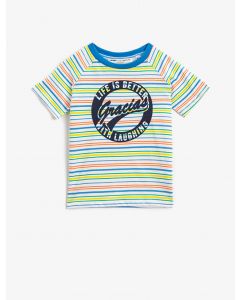 T-shirt rayé coton imprimé
