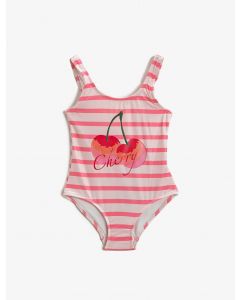 Maillot de bain imprimé cerise rayé