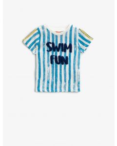  T-SHIRT MC BLUE STRIPE 128