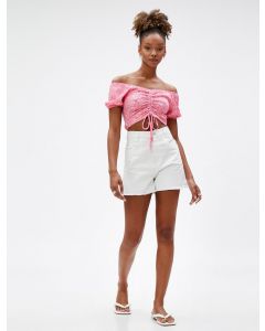  T-SHIRT MC PEMBE DESENLI XL