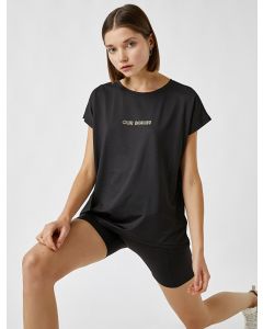 T-shirt de sport imprimé à col rond