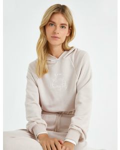 Sweat-shirt à capuche à manches longues et imprimé lettre