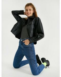 Jean mom en coton à taille haute