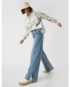 Pantalon large bianca jean taille hautecoton LIGHT-INDIGO 30
