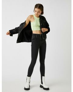 Jean skinny taille haute en coton