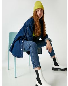 Jean mom en coton à taille haute MID 26