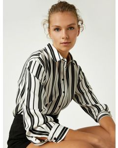 Chemises à rayures à manches longues BLACK-STRIPE 38
