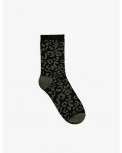 Chaussettes femme motif léopard coton KHAKI T