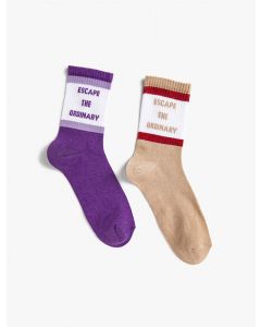 Chaussettes femme imprimé lettre