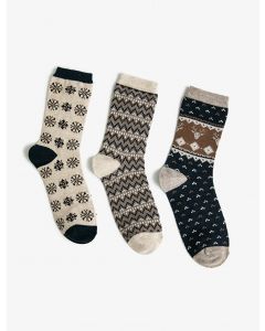 Lot de 3 paires de chaussettes longues à motifs pour femmes XXX T