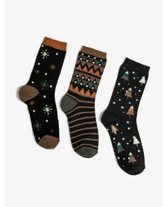 Lot de 3 paires de chaussettes longues à motifs pour femmes