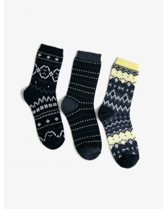 Ensemble de 3 paires de chaussettes longues à motifs pour femmes en coton