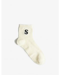 Chaussettes imprimées lettre s femme coton WHITE T
