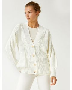 Cardigan à motif en tricot à col en v