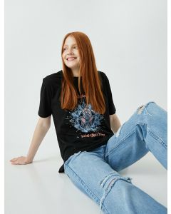 T-shirt imprimé lettre coton
