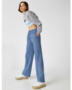Pantalon à cordon de serrage à jambe large avec bande sur le devant