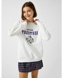 Sweat-shirt imprimé à manches longues et col rond