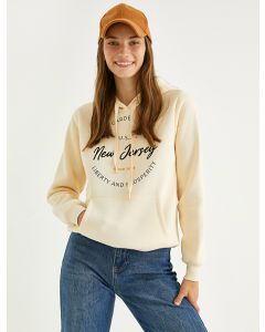 Sweat à capuche imprimé BEIGE XS