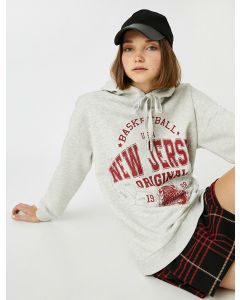 Sweat à capuche imprimé universitaire
