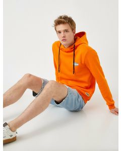 Sweat à capuche brodé ORANGE M