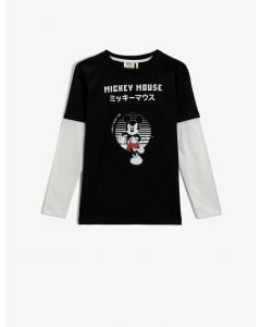T-shirt imprimé mickey mouse à manches longues et col ras du cou BLACK 6-7