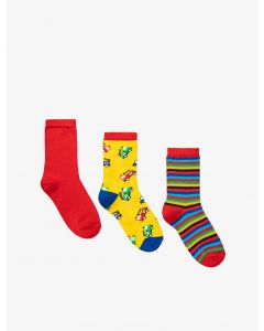 Lot de 3 paires de chaussettes rayées imprimées en multicolore
