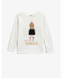 T-shirt à manches longues et col rond en coton imprimé