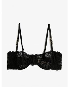 Soutien-gorge en dentelle à détail de créoles en métal BLACK 75B