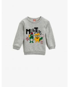 Sweat-shirt en coton imprimé col rond